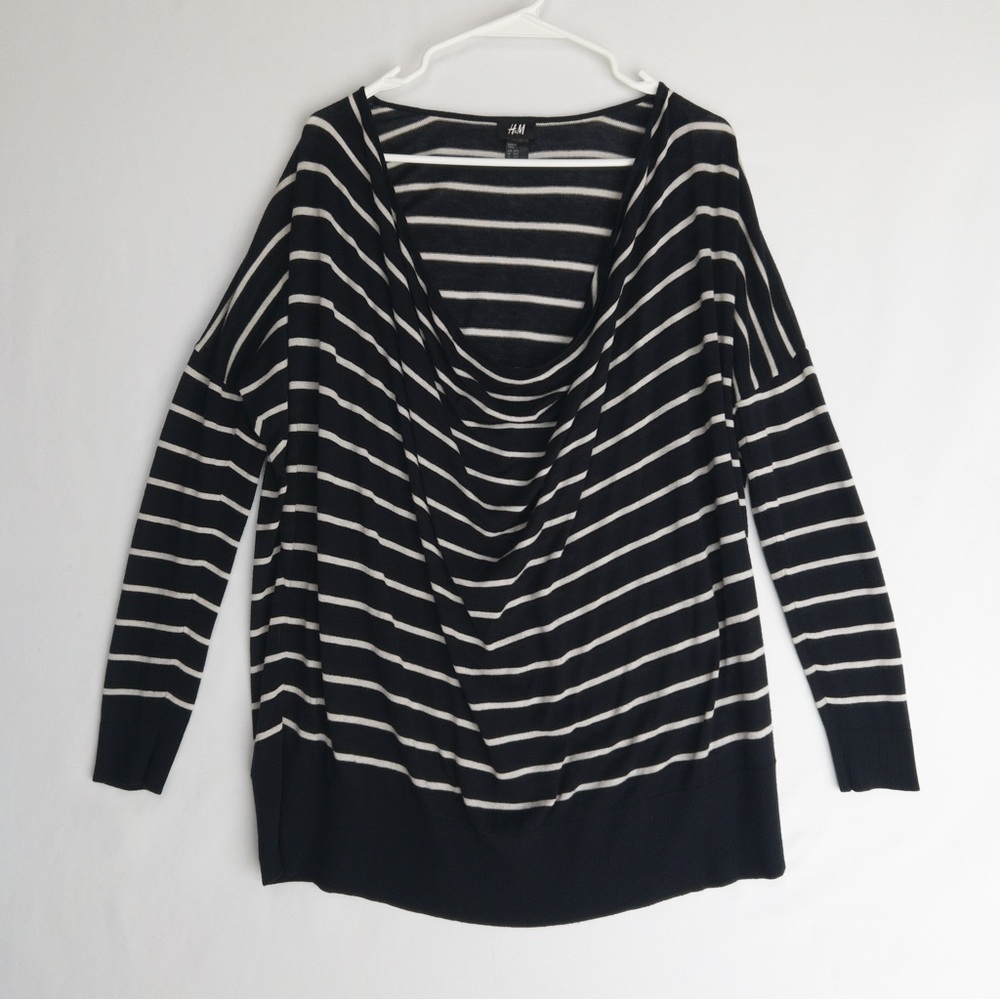 HM cowl draped striped coastal resort summer sweater top XS best fits M L